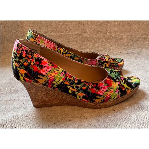 Dexflex Comfort Wedges Heels Sandals Women's 7 Tropical Colorful Beach Island - Picture 6 of 7